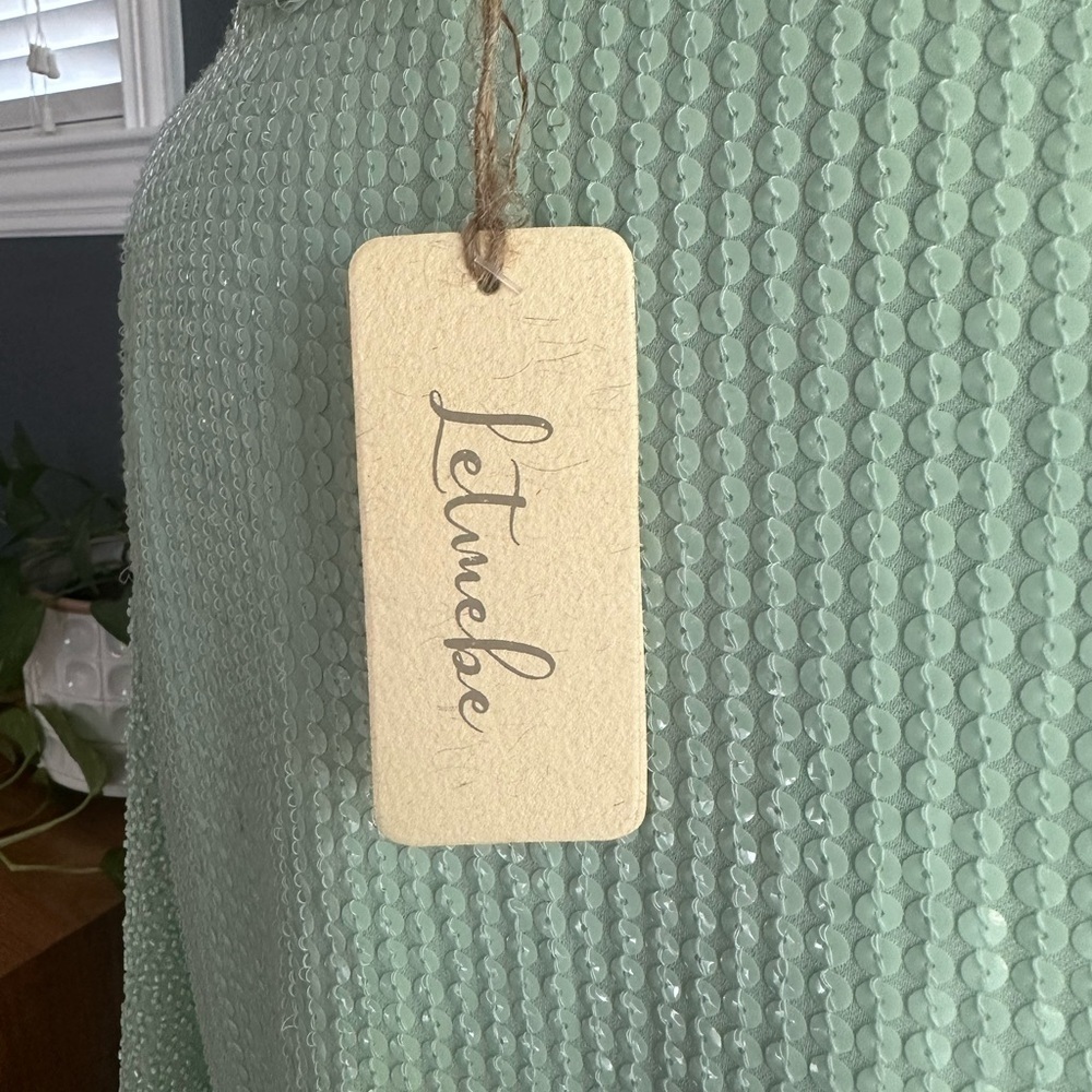 NWT Anthropologie Let Me Be Mint Green Fully Sequined Beaded Dress Size M - Picture 9 of 12